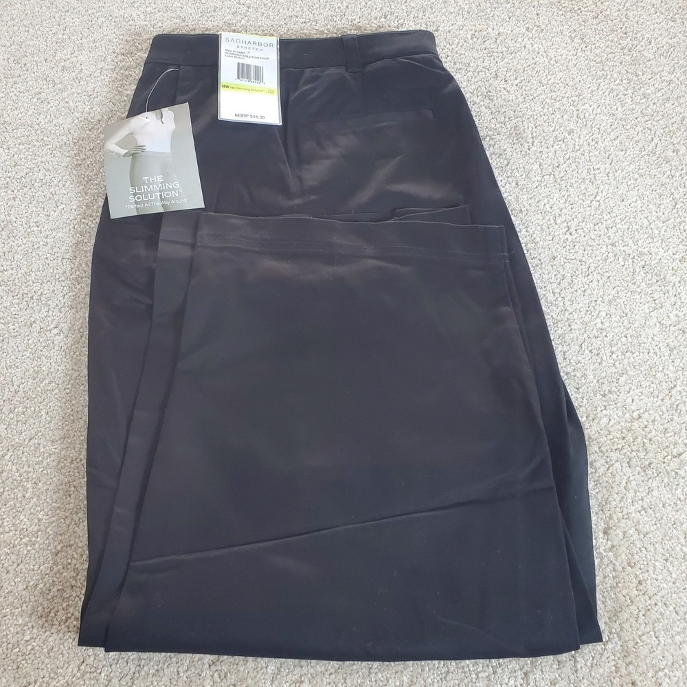 Sag Harbor Women's Capri Pants Size 18W Black Stretch Slimming Solutions NWTGS